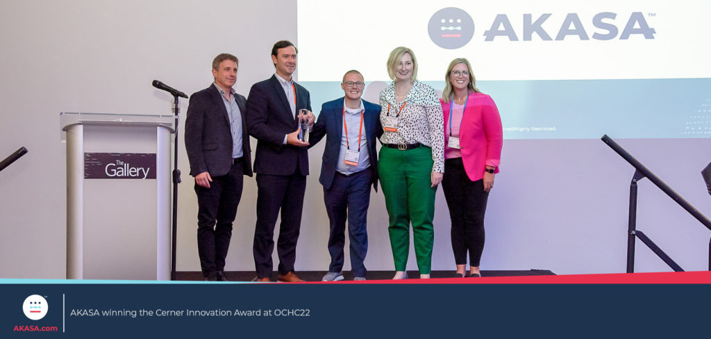 AKASA winning the Cerner Innovation Award at OCHC22